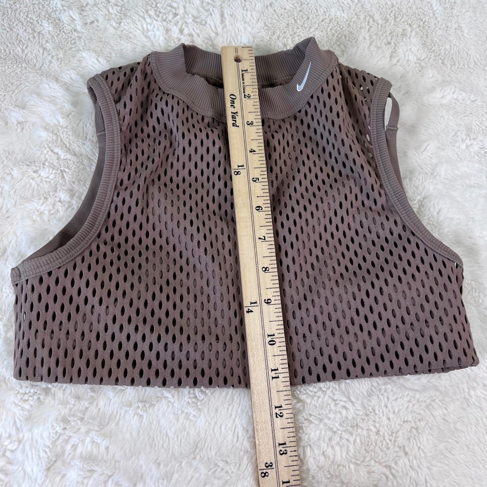 Nike Dri-FIT Mesh Crop Tank Top Brown Mock Neck Sleeveless Training Small NWOT - Picture 10 of 14